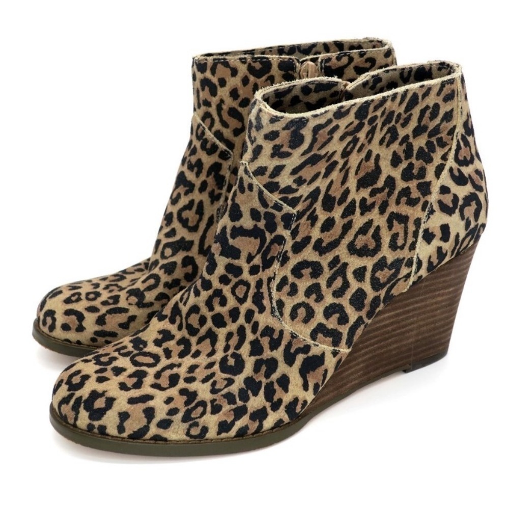Sole Society Leather Side Zip  Leopard Booties